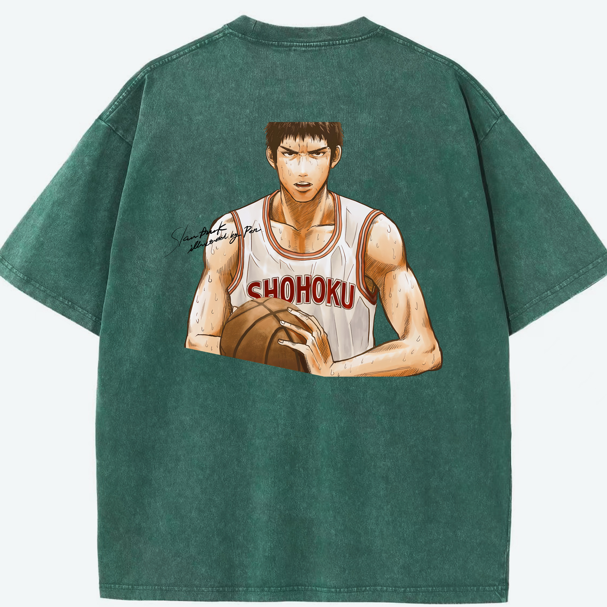 （画像用） SLAM DUNK／スラムダンク 綿100% ヴィンテージ風 半袖Tシャツ（背面プリント）